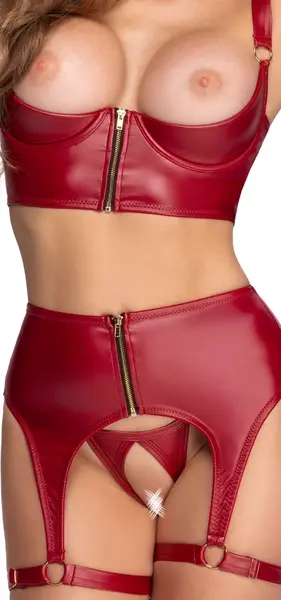 Cottelli Lingerie Red Matte Shelf Bra & Suspender Set 80B/M