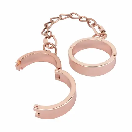 Rosy Gold Adjustable Metal Handcuffs with Quick Release, Rose Gold Finish