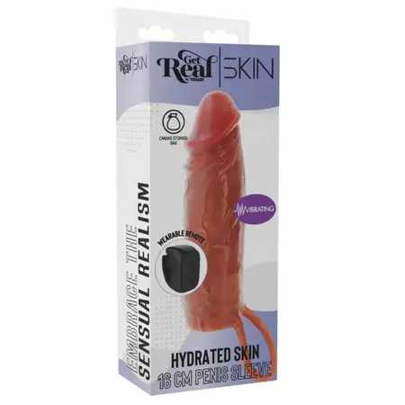 TOYJOY Get Real Hydrated Skin Silicone Intimate Sleeve Caramel 16cm Vibrating