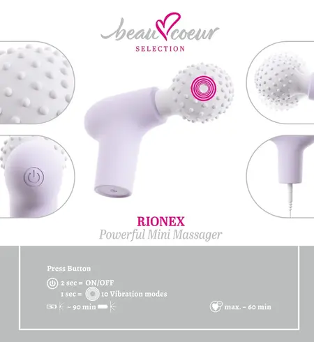 beau coeur RIONEX Mini Massage Device Compact Silicone 10 Modes Pink