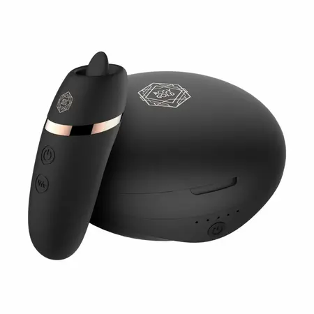 Rosy Gold Licking Stimulator Black with Premium Charging Case - Compact Design