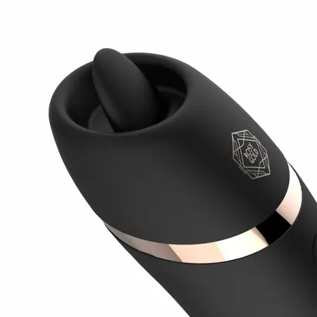 Rosy Gold Licking Stimulator Black with Premium Charging Case - Compact Design