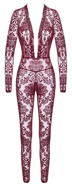 Noir Handmade Kink Royal Bodysuit Burgundy Red XL Velvet Print