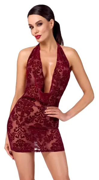 Noir Handmade Kink Royal Burgundy Red Velvet Mini Dress S