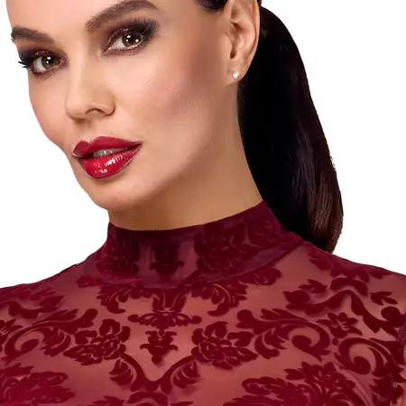 Noir Handmade Kink Royal Long Flocked Burgundy Dress M