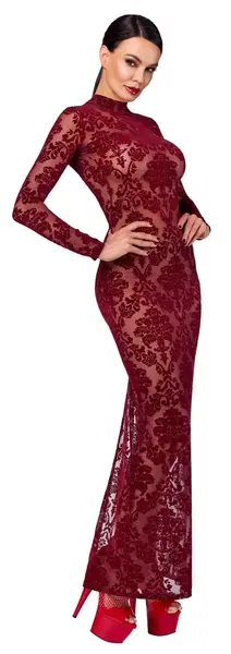 Noir Handmade Kink Royal Long Velvet Burgundy Dress Size S