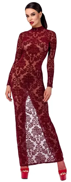 Noir Handmade Kink Royal Long Velvet Burgundy Dress Size S