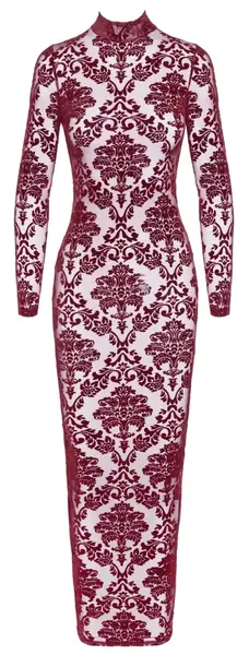 Noir Handmade Kink Royal Long Velvet Burgundy Dress Size S
