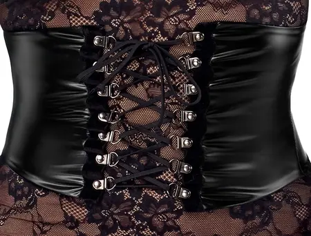 Kink Royal дантелена миди рокля с лачени детайли, черна, M