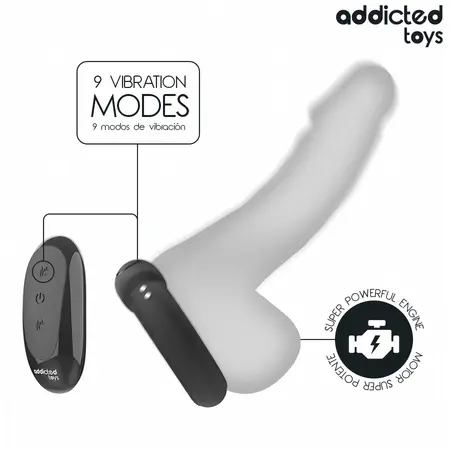 Addicted Toys Heating Effect Vibrating Silicone Ring with Remote, Black
