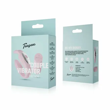 Teazers Bunny Dual-Action Couple Device with Remote, Pink, USB Rechargeable