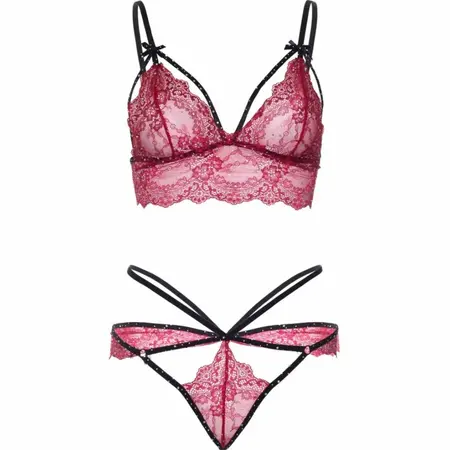 Leg Avenue 81623 Lingerie Set Burgundy Lace Bralette & Thong Size L