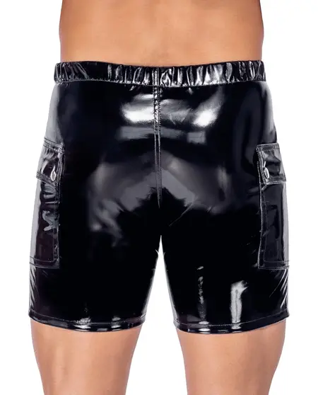 Black Level Vinyl Shorts 3XL - Shiny Stretch Fit with Side Pockets