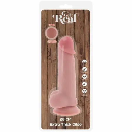Get Real Deluxe много дебело дилдо, TPE, бежово, 20 см