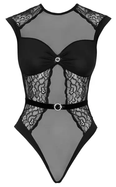Cottelli Lingerie Body Rhinestones Black S/M - Elegant Lace Microfibre