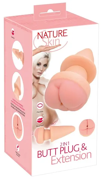 Nature Skin 2-in-1 Plug & Extension - Flexible Anatomical System, 19.5cm