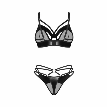 Obsessive Dominna 2-Piece Lingerie Set Black - Adjustable Straps & Mesh L/XL