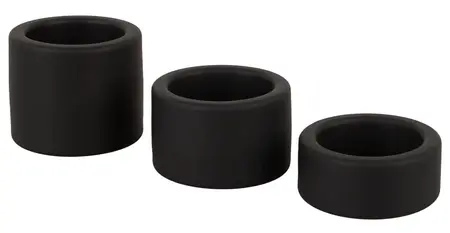 Erecto Liquid Silicone Ball Ring Set - 3 Sizes, Flexible, Black