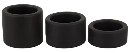Erecto Liquid Silicone Ball Ring Set - 3 Sizes, Flexible, Black