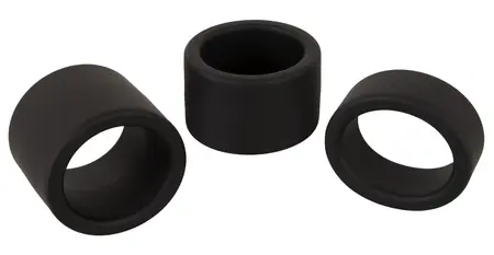 Erecto Liquid Silicone Ball Ring Set - 3 Sizes, Flexible, Black
