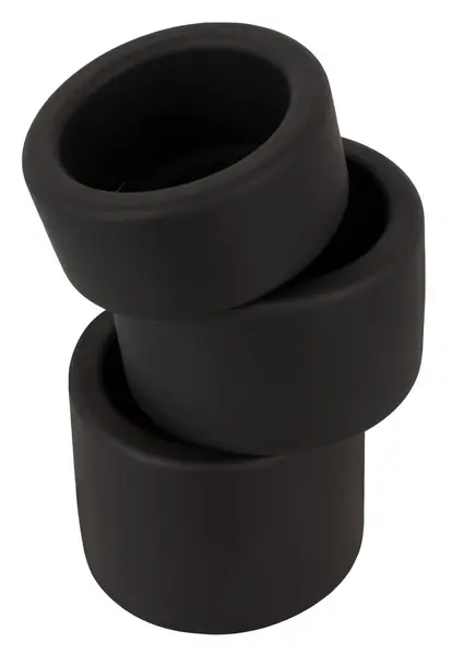 Erecto Liquid Silicone Ball Ring Set - 3 Sizes, Flexible, Black