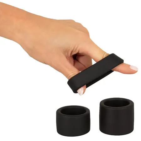 Erecto Liquid Silicone Ball Ring Set - 3 Sizes, Flexible, Black