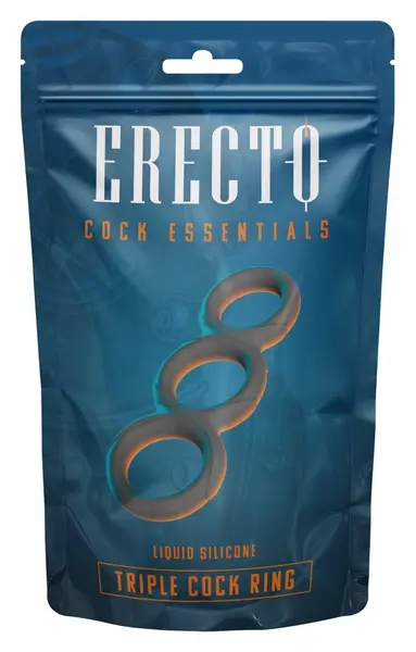 Erecto Triple Ring Liquid Silicone Anatomical Support System Black