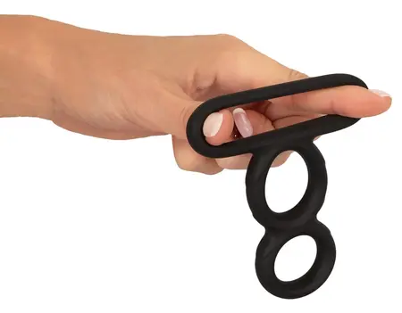 Erecto Triple Ring Liquid Silicone Anatomical Support System Black