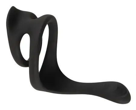 Erecto Liquid Silicone Dual Support Ring with Perineal Stimulator, Black