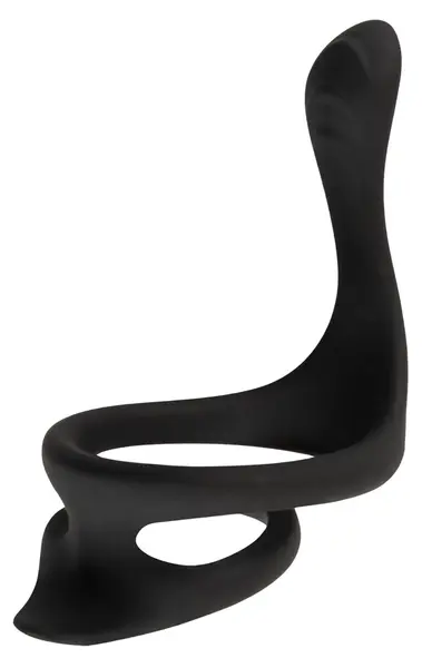 Erecto Liquid Silicone Dual Support Ring with Perineal Stimulator, Black
