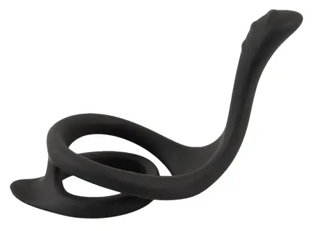 Erecto Liquid Silicone Dual Support Ring with Perineal Stimulator, Black