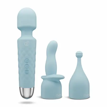 EasyToys Mini Wand Vibrator Blue - 18 Modes, USB Rechargeable, Silicone