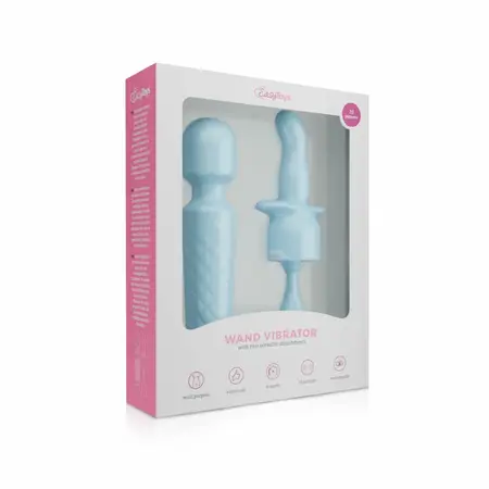 EasyToys Mini Wand Vibrator Blue - 18 Modes, USB Rechargeable, Silicone