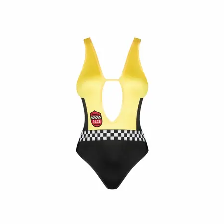 Obsessive Rallien Black Bodysuit with Sporty Design and Adjustable Strap M/L