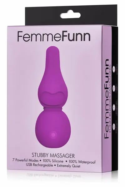 FemmeFunn Stubby Massager Purple - Compact 7-Mode Waterproof Model
