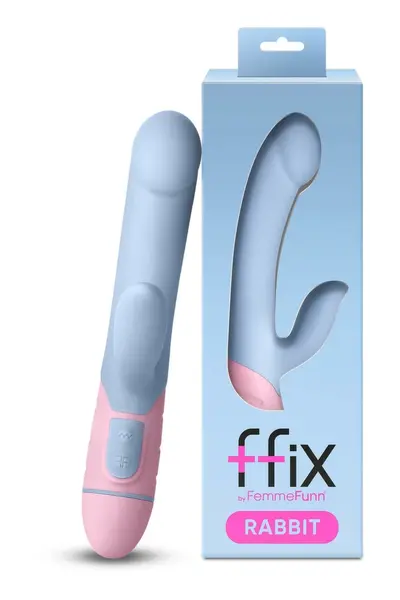 FemmeFunn FFIX Rabbit Light Blue Dual-Action Silicone Massager 20 Modes