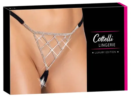 Cottelli Lingerie Adjustable Rhinestone Black Straps S-L
