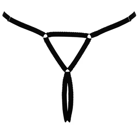 Cottelli Lingerie Adjustable Gem String S-L, Black with Pink Accent