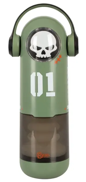 SKULL 3F тласкащ вибратор със затопляне, черен, 30 см