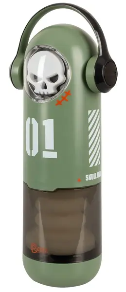 SKULL 3F тласкащ вибратор със затопляне, черен, 30 см