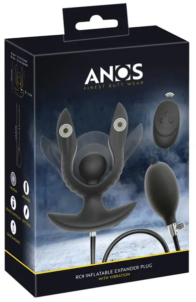 ANOS RC Inflatable Silicone Plug with Vibration, Expandable, Black, 10.9 cm