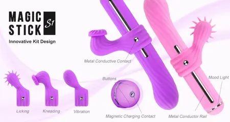 OTOUCH Magic Stick Pink - Multi-Function Wand with 3 Attachments, Heated