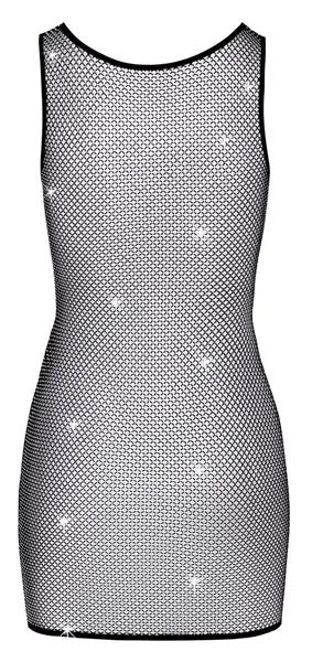 Cottelli PARTY Mesh Dress L with Rhinestone Embellishments, Black Accents