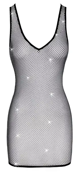 Cottelli PARTY Tapered Rhinestone Mesh Mini Dress S Black
