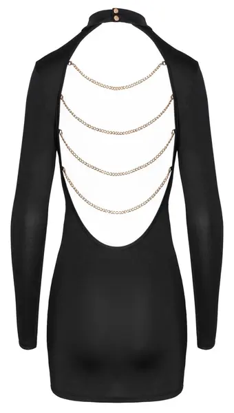Cottelli PARTY Mini Dress with Gold Chains, Black, Size S