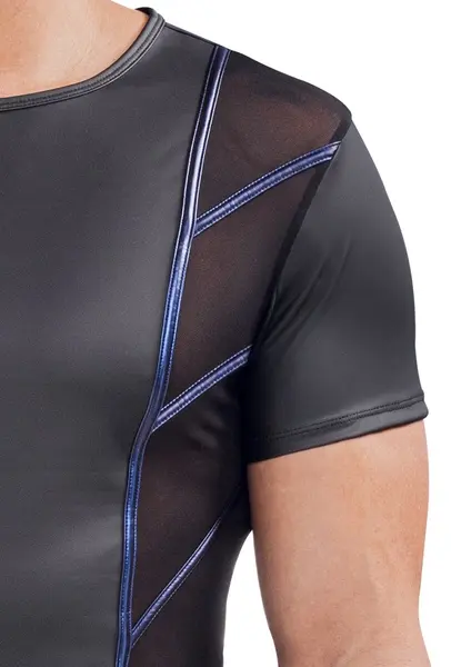 NEK Men's Fitted Shirt 3XL Matte Black & Metallic Blue Accents