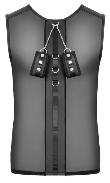 Svenjoyment Bondage Men's Sleeveless Net Shirt with Adjustable Cuffs L