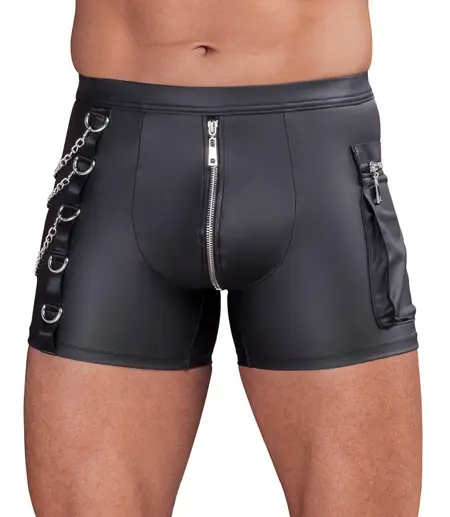NEK Matte Black Men's Trousers M with Cargo Pocket & Decorative Chains