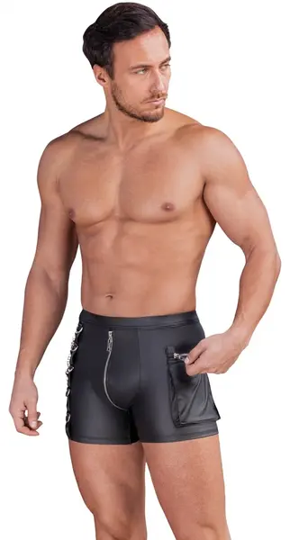NEK Matte Look Men's Pants S with Chains & Cargo Pocket, Black