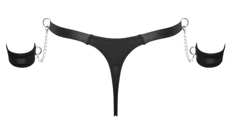 Svenjoyment Bondage Thong with Adjustable Cuffs XL Matte Black